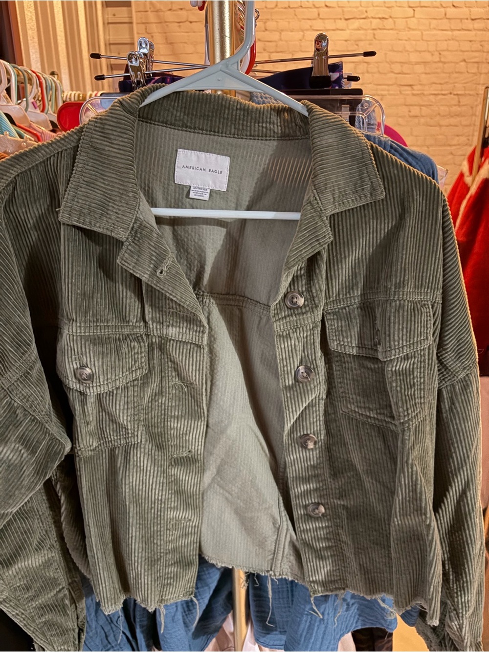 American Eagle Outfitters Olive Corduroy Button Jacket